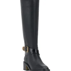 Buckle Leather Knee-High Boots