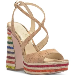Dosia Embellished Faux Leather Platform Sandals