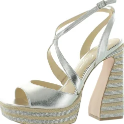Dosia Embellished Faux Leather Platform Sandals