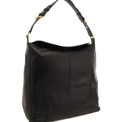 Jocea Fold-Over Leather Hobo Handbag